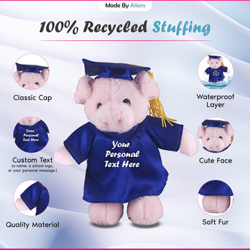 Made By Aliens Plush Stuffed Animal Toys 12 Inches Present Gifts for Graduation Day, Personalized Text, Name or Your School Logo on Gown, Best for Any
