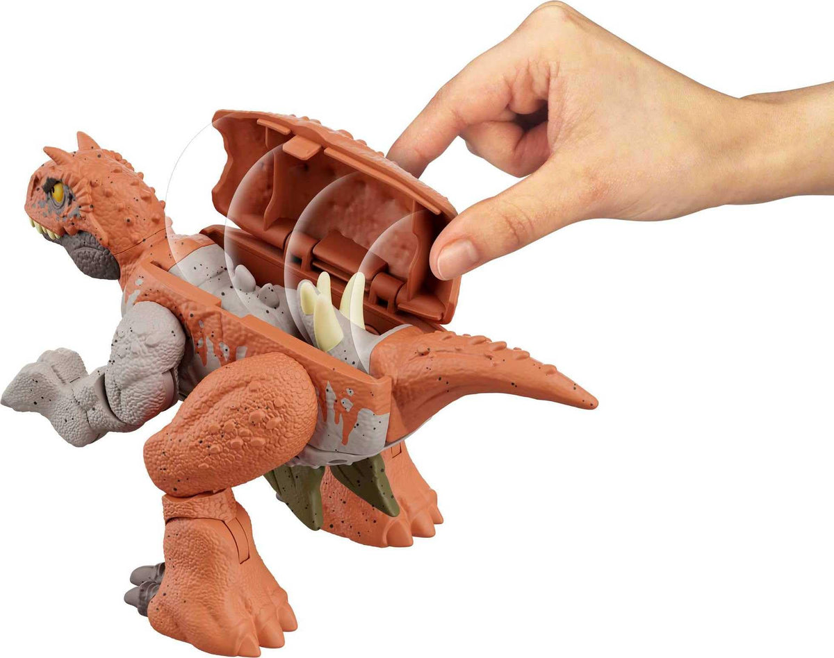 Mattel Jurassic World Fierce Changers 2-in-1 Dinosaur Action Figure, Double Danger Toy Transforms from Carnotaurus to Stegosaurus in 11 Steps