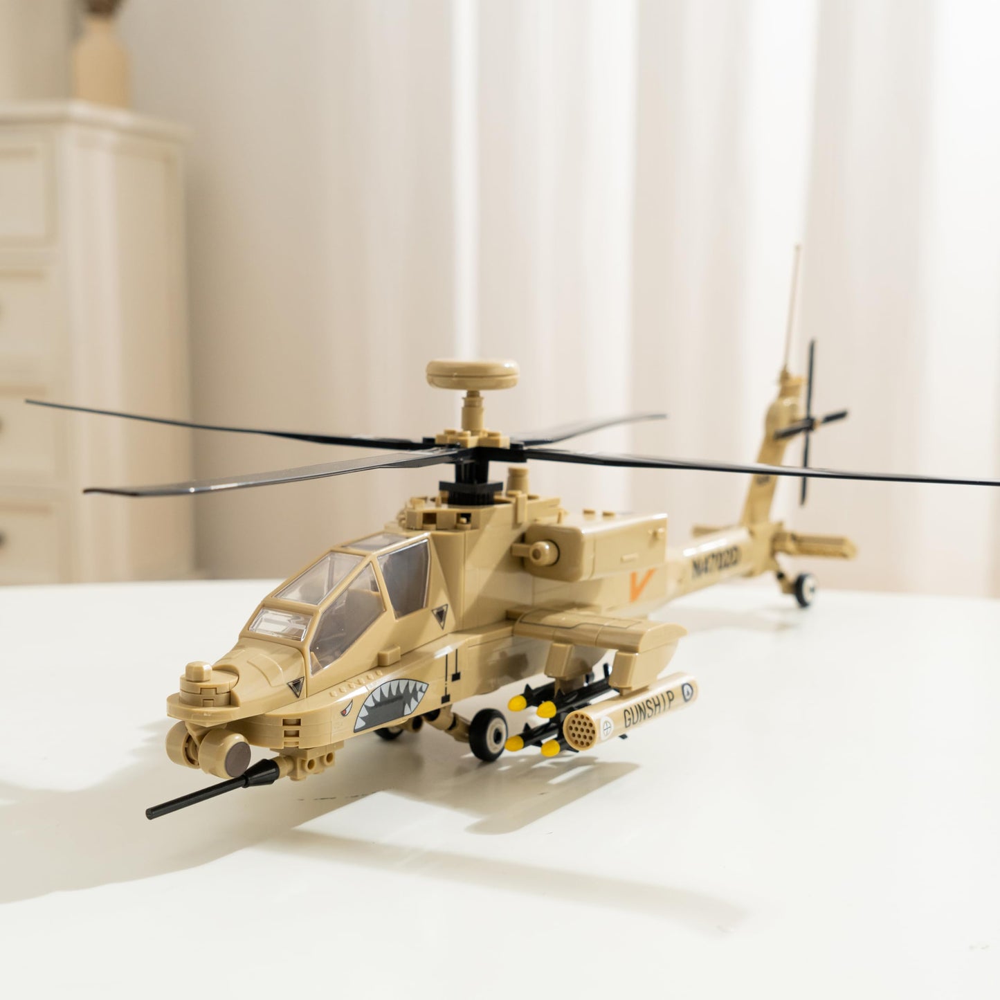 Apostrophe Games AH-64 Apache Helicopter Building Block Set - 259 Pieces - Air Force Plane, Ages 10+
