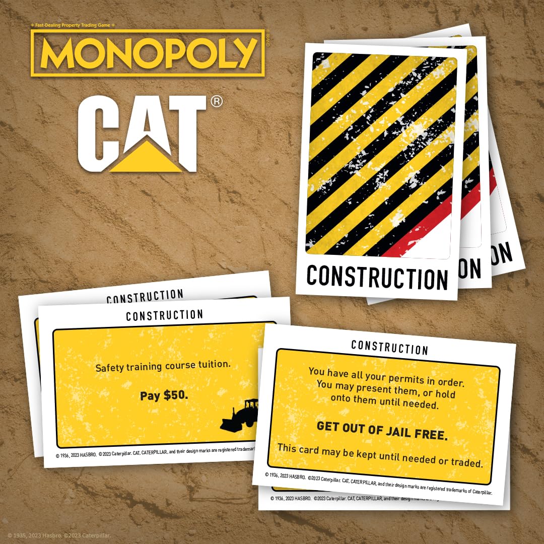 Monopoly Caterpillar | Play as Hard Hat, Tool Bag Work Boot & More | Officially Licensed and Collectible Monopoly Game Based On Caterpillar Company