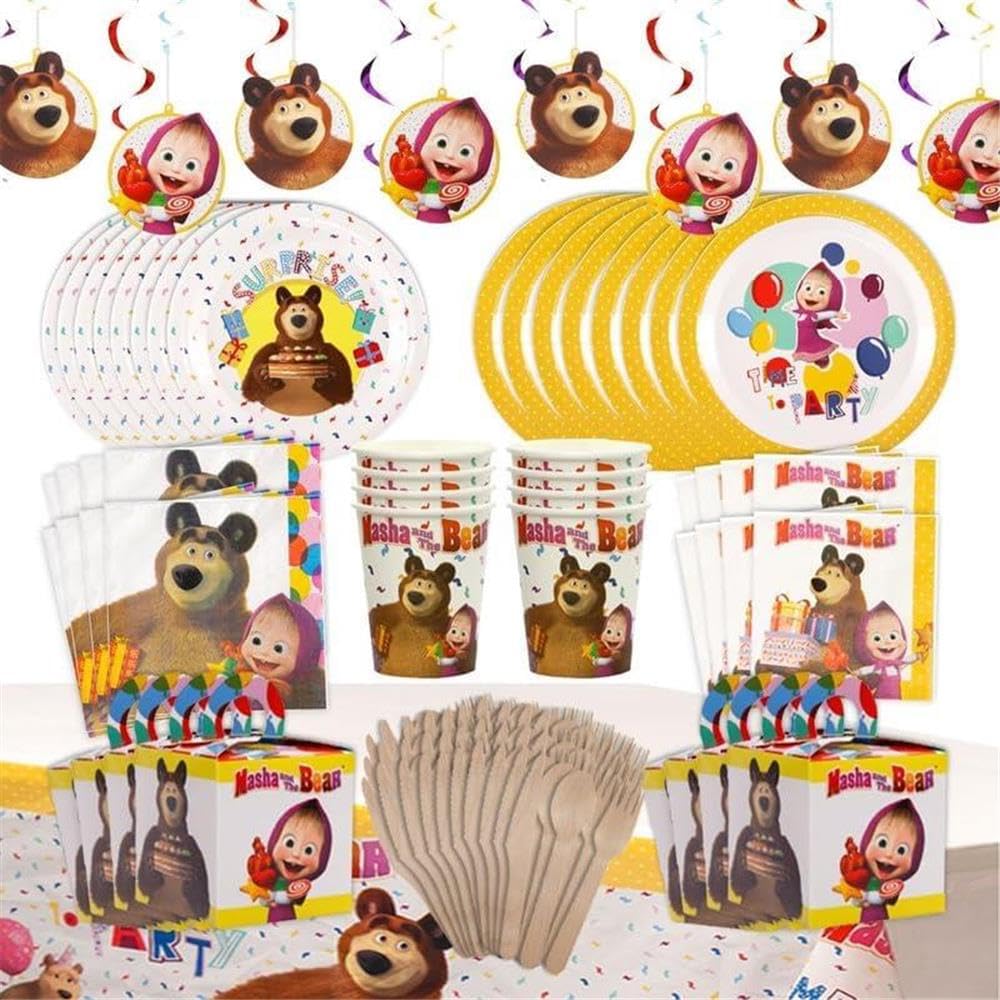 Mighty Mojo Masha and The Bear Table Cloth - Vibrant Table Cover for Kids' Parties, Birthdays, and Celebrations and Eye-Catching Decor - Officially