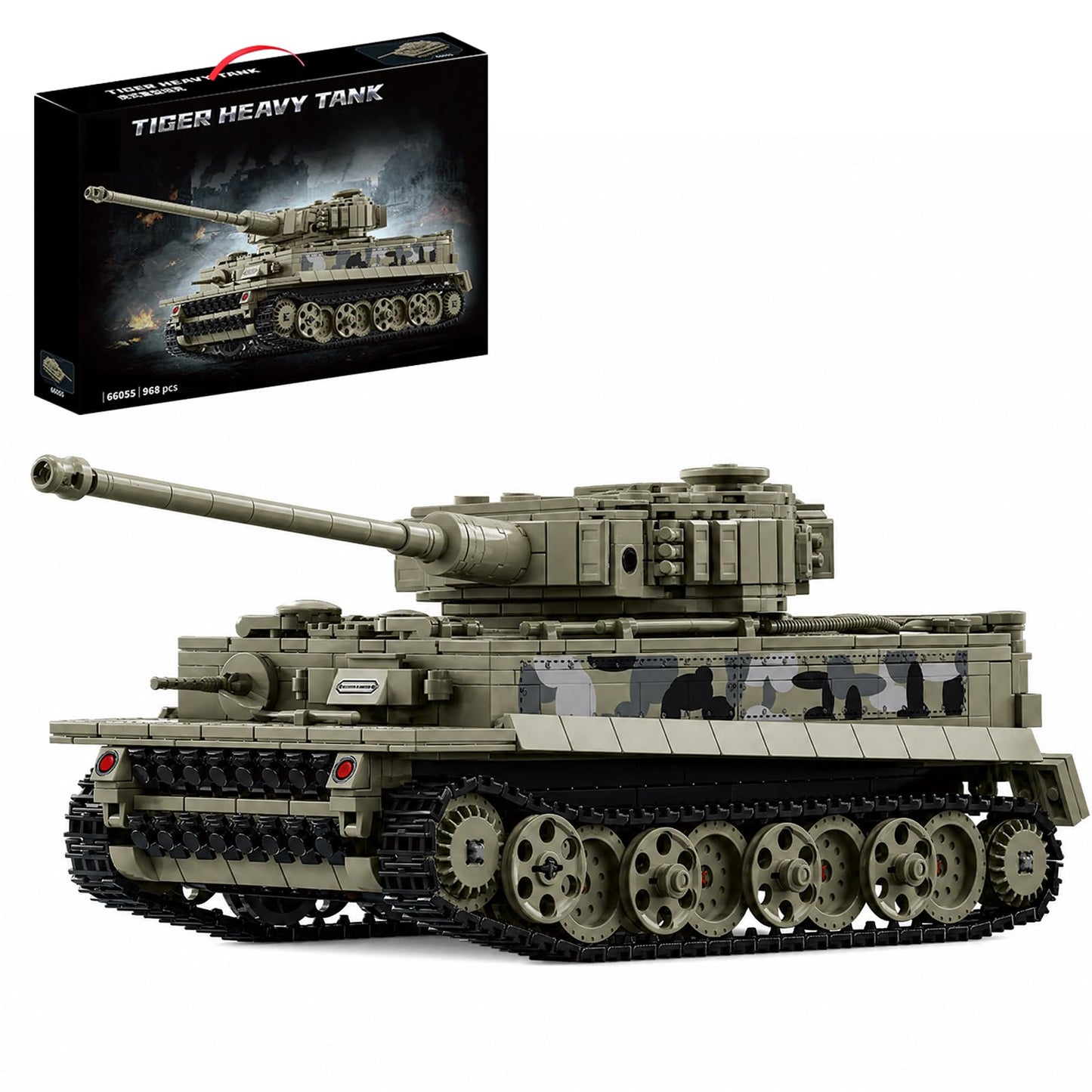 JYLWSMHU Military Tiger Heavy Tank Building Blocks Set Army Military Vehicles Model Kits Highly Detailed WW2 Style Heavy Tank Set for Building