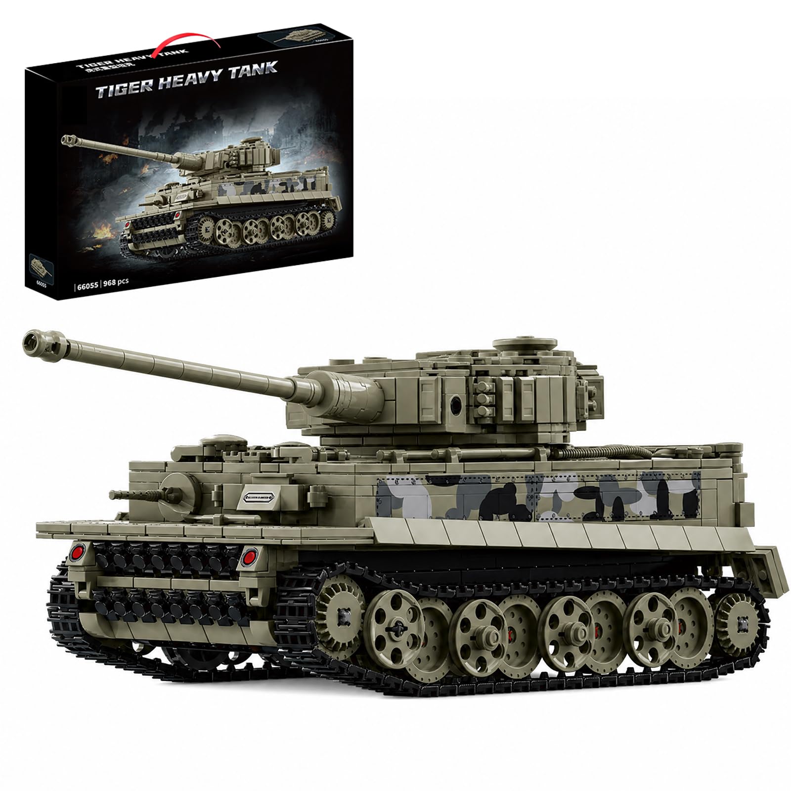 JYLWSMHU Military Tiger Heavy Tank Building Blocks Set Army Military Vehicles Model Kits Highly Detailed WW2 Style Heavy Tank Set for Building