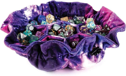 FanRoll Velvet Compartment Dice Bag with Pockets: Nebula, Role Playing Game Dice Accessories for Dungeons and Dragons