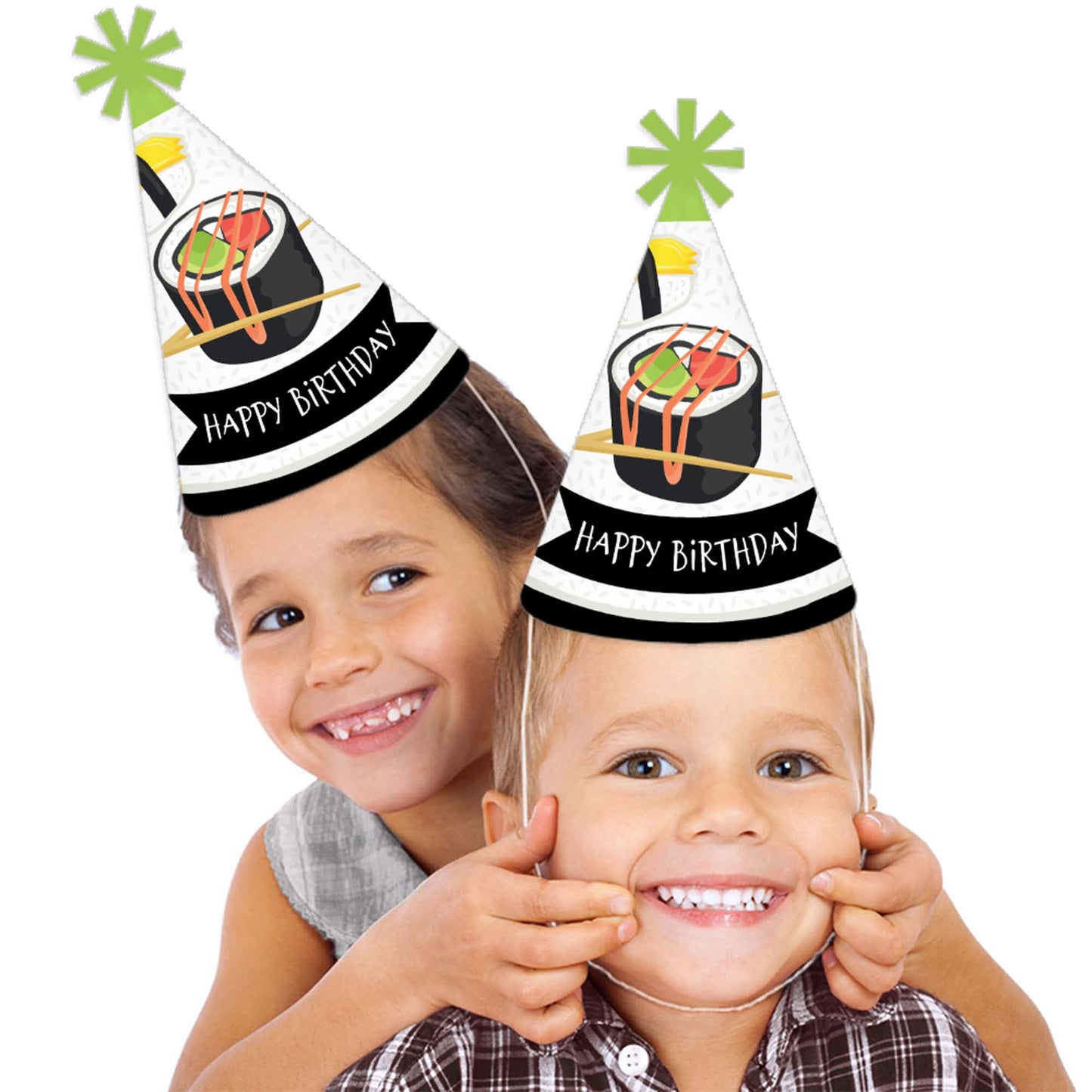 Big Dot of Happiness Let’s Roll - Sushi - Cone Happy Birthday Party Hats for Kids and Adults - Set of 8 (Standard Size)