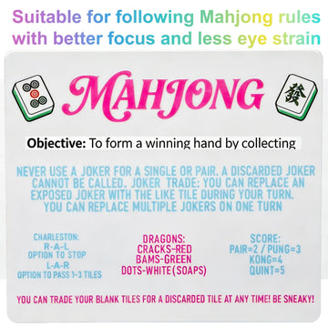 CTHMTMXS 4 Pack Acrylic Mahjong Line Reader with Rules, American Mahjong Line Finder and Reference Guide, Beginner-Friendly Mah Jongg Accessories