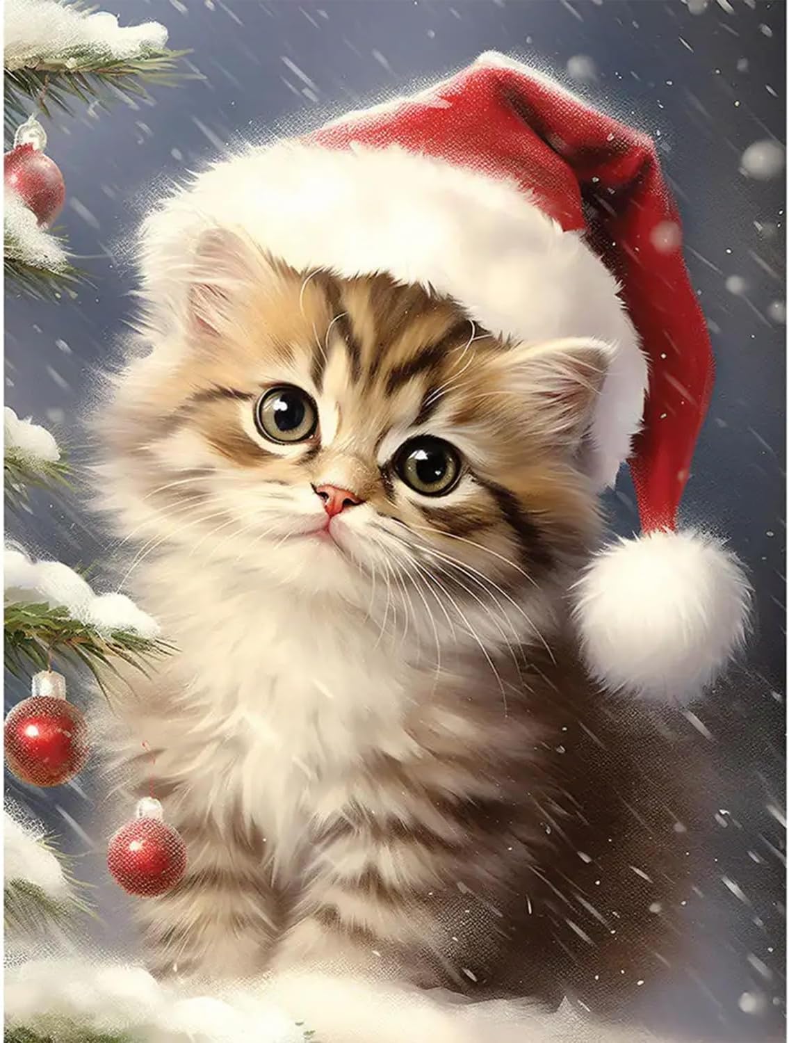 Bits and Pieces 1000 Piece Puzzles for Adults - Christmas Kitten - - Large 20" x 27" Jigsaw Puzzles 1000 Pieces Cat Santa Hat Christmas, No 2 Pieces