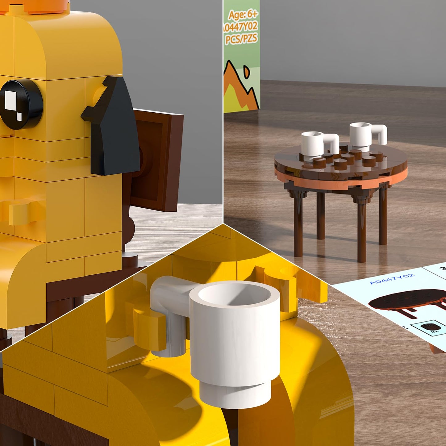 Nubee This is Fine Dog Building Set, Funny Meme Character Building Kit Coffee Fire Cartoon Dog Toys, Cute Puppy Figure MOC Birthday Chirstmas White