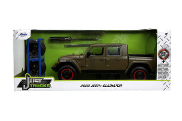 Jada Just Trucks 1:24 2020 Jeep Gladiator Die-cast Car Brown with Tire Rack, Toys for Kids and Adults