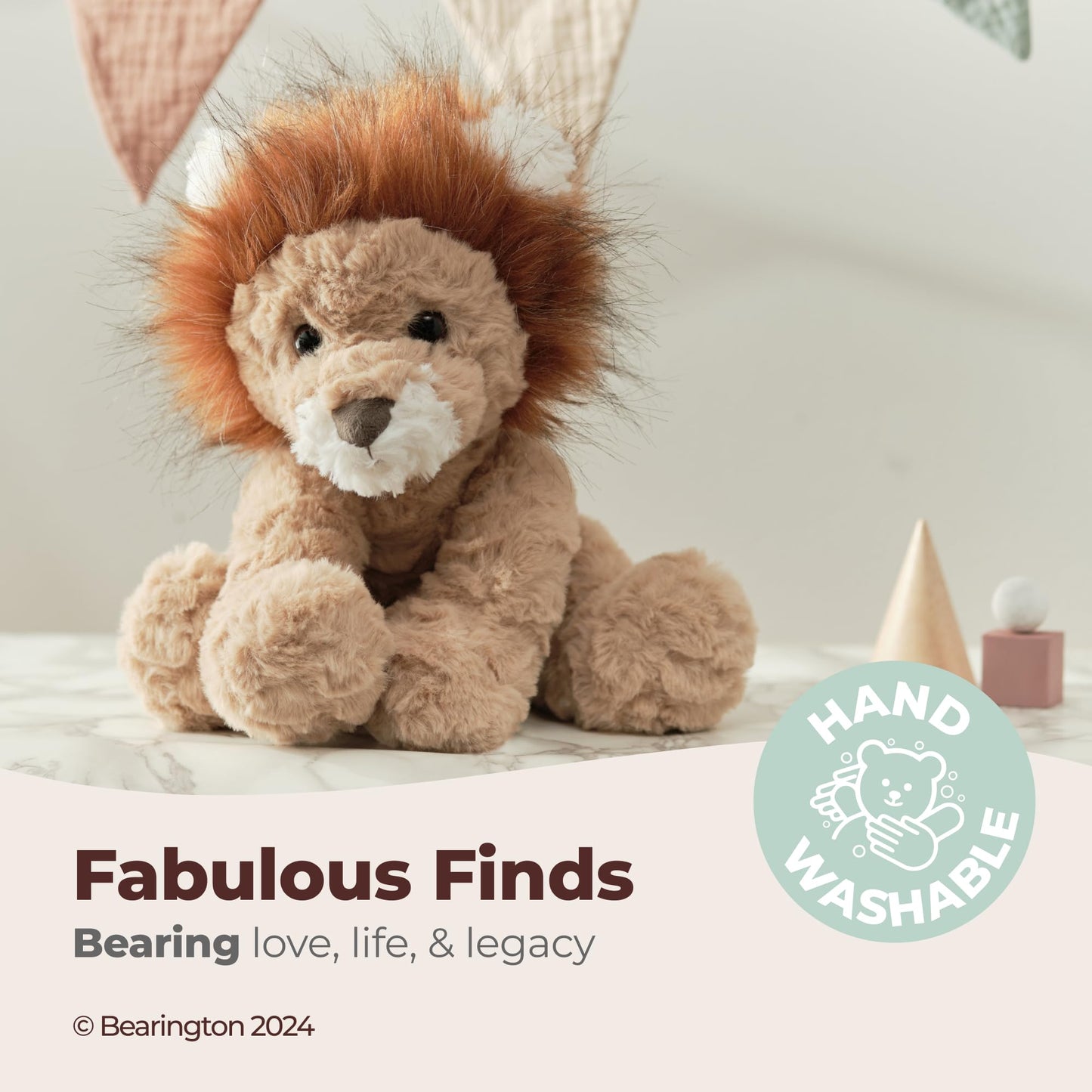 Bearington Roary Lion Stuffed Animal Plush Toy - 11" Soft and Cuddly Jungle Safari Plush Lion with Realistic Mane and Weighted Body - Stuffed Animals