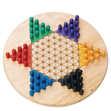 S&S Worldwide All Wood Chinese Checkers Set. 11" Wood Playing Board with 60 Wooden Play Pegs that Won't Roll Away. For 2 to 6 Players, Ages 7 and Up.