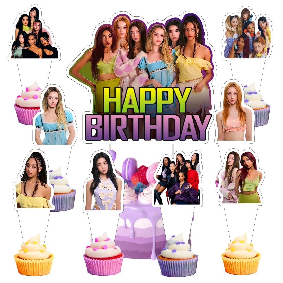 25 Pcs Katseye Cake Topper and Cupcake Toppers Set Birthday Party Supplies for Katseye Themed Birthday Decorations