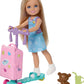 Barbie Club Chelsea Limitless Adventure Blonde Doll, Rolling Scooter-Suitcase and Travel-Themed Accessories
