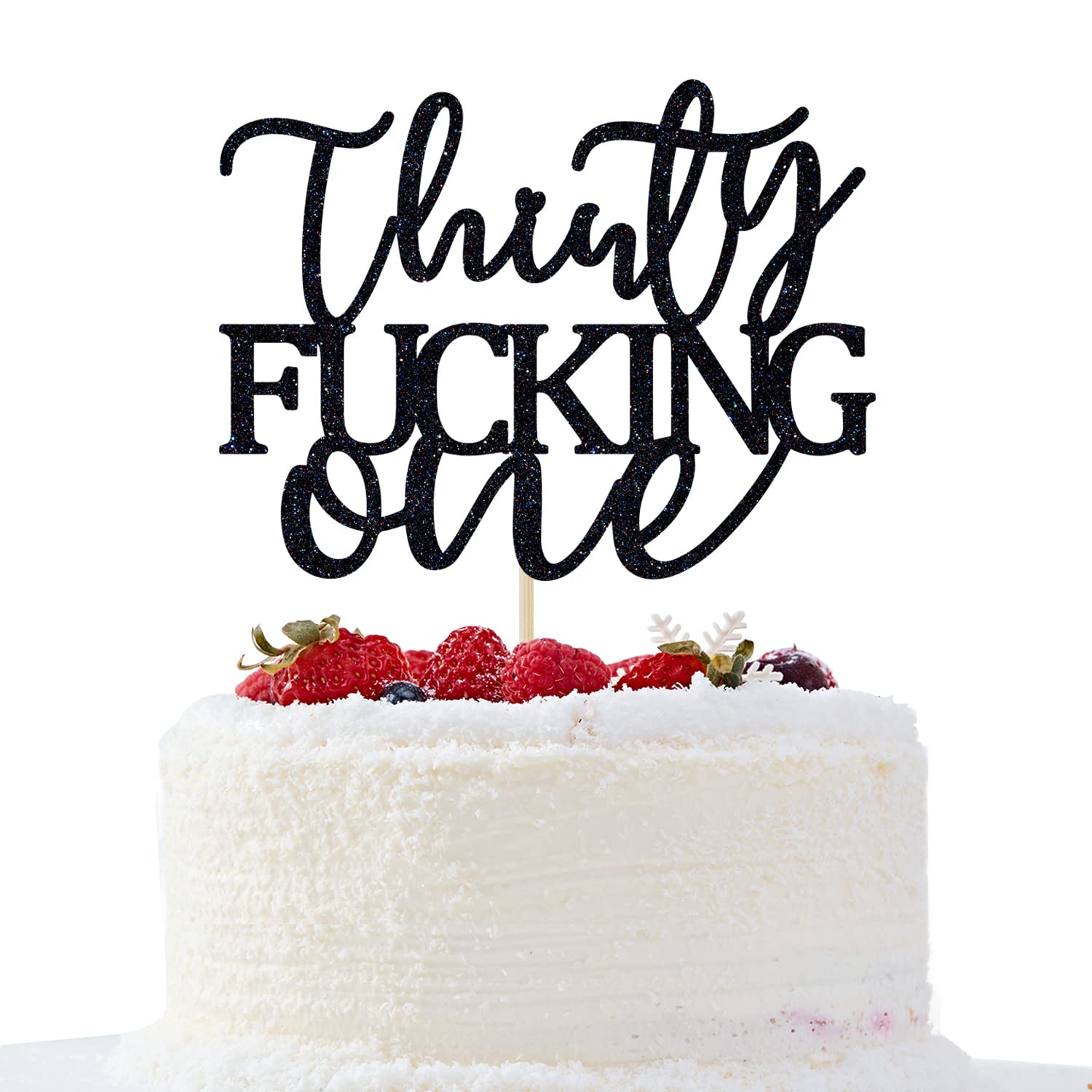 Thirty Fucking One Cake Topper - Happy 31st Birthday Cake Decor - Cheers to 31 Years Birthday Party Decorations Supplies, Black Glitter