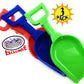 Matty's Toy Stop 17" Kids Sand Scoop Plastic Shovels for Sand & Beach (Red, Blue & Green) Complete Gift Set Bundle - 3 Pack