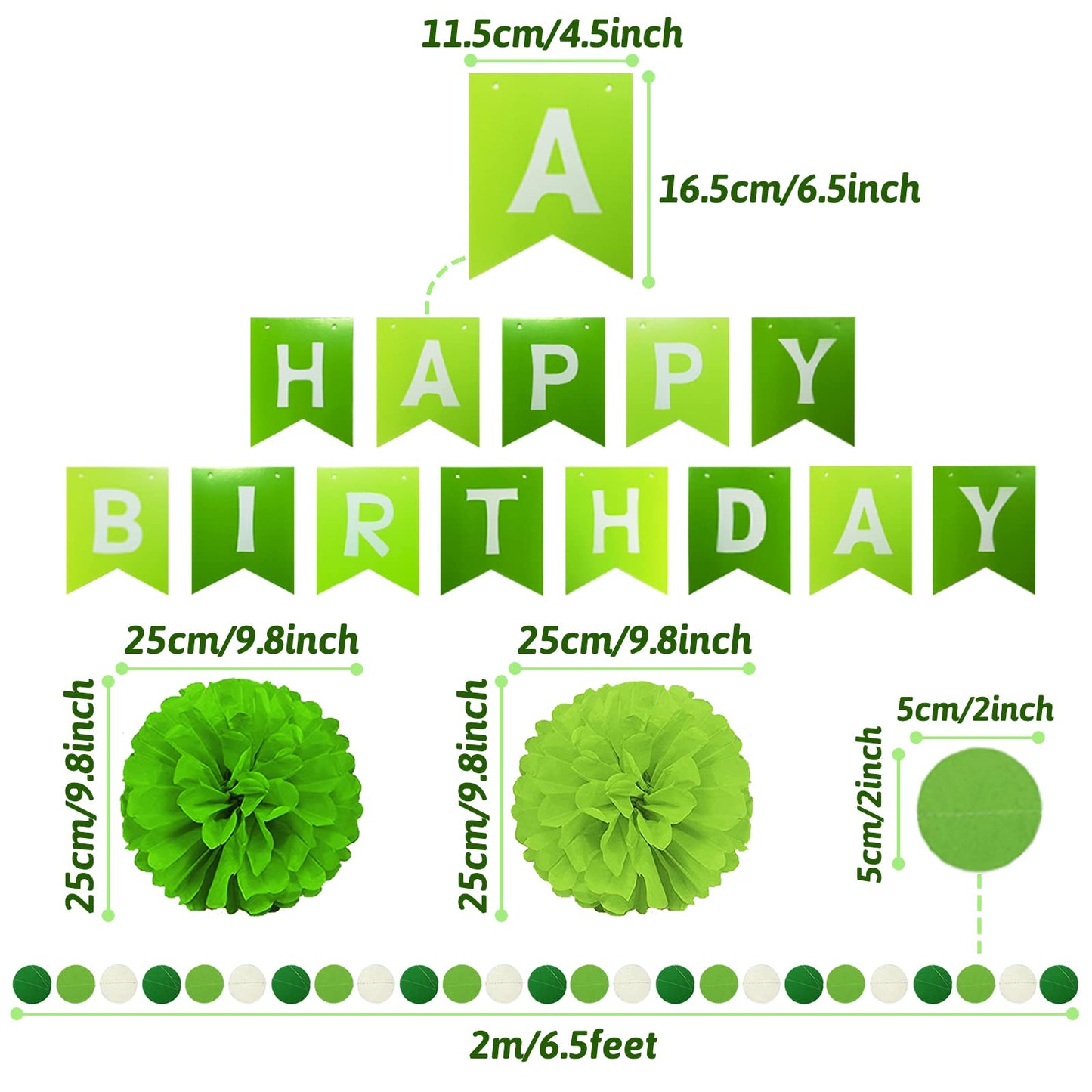 Recosis Green Birthday Decorations, Party Decorations Happy Birthday Decorations with Banner for Women Boys Girls Dinosaur Safari Party Decorations