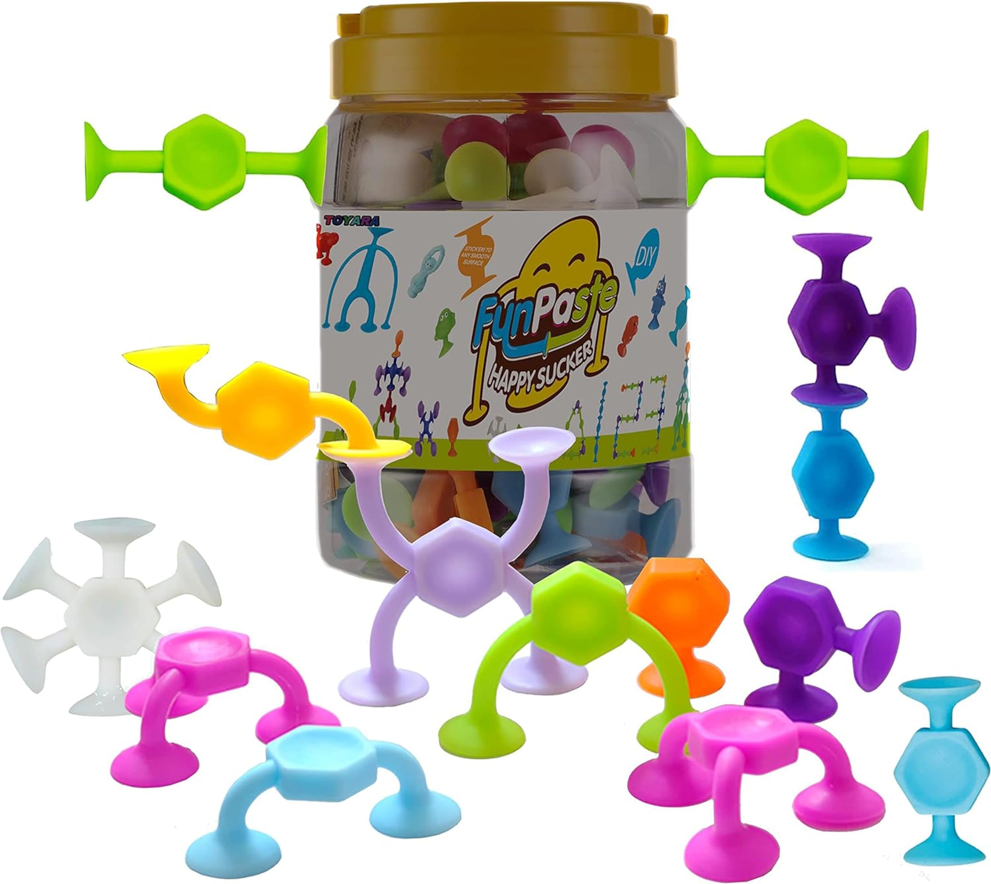 Toddler Bath Toys for Kids Ages 4-8?Suction Cup Fidget Spinner Baby, 42 pcs Suction Bathtub Toys for Toddlers 3-5, Starter Sticky Blocks for Bathtub