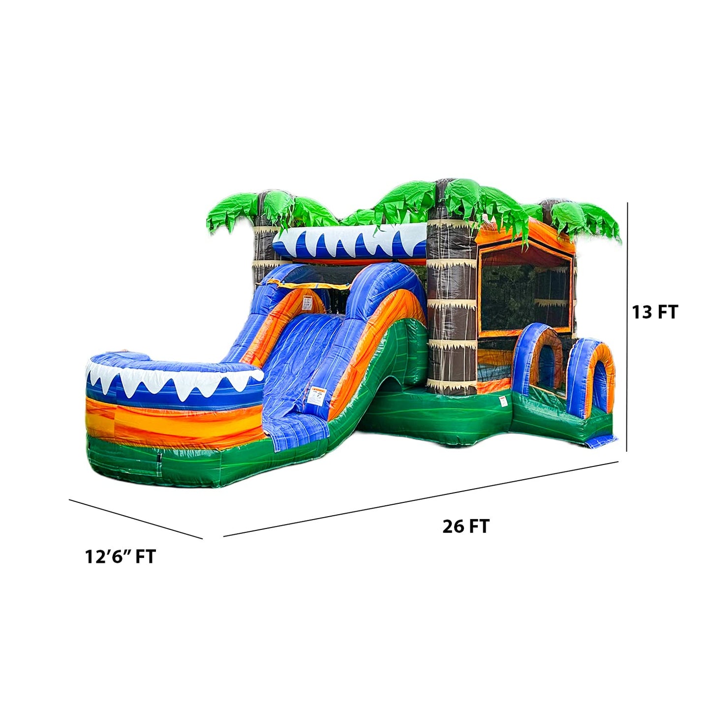 XJUMP 26ft Tropical Castle Rental Grade 15oz PVC Bouncer Slide with Pool
