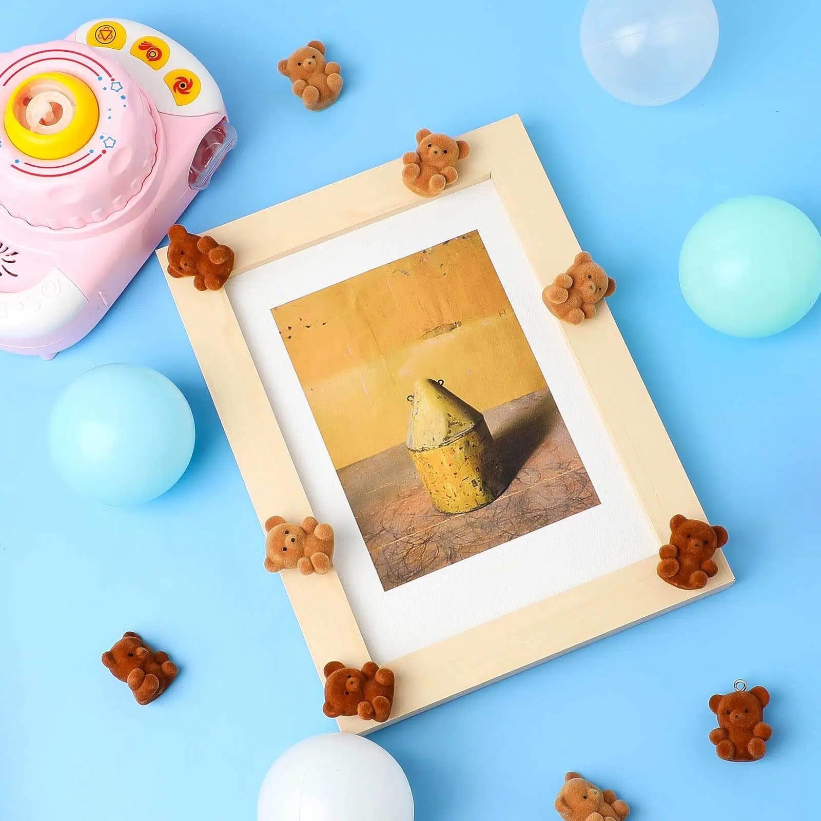 Deekin 36 Pcs Mini Flocked Bear Cute Miniature Stuffed Plush Bear Bulk 1'' Tiny Animal Baby Shower Decoration Birthday Party Favor Small Bag Charm