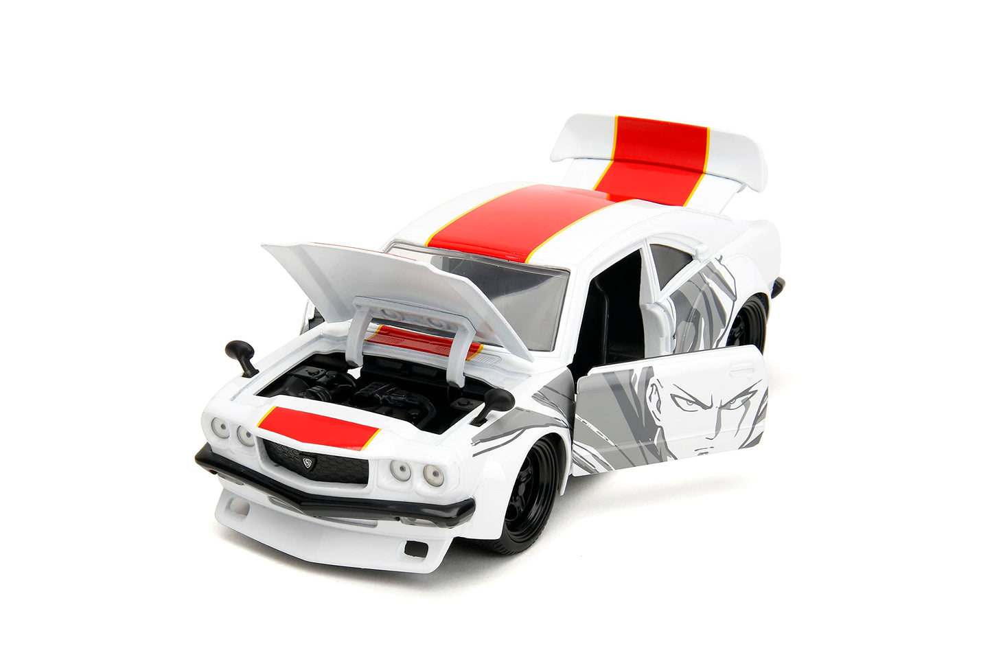 Jada One Punch Man 1:24 1974 Mazda RX-3 Die-cast Car & 2.75" Saitama Figure, Toys for Kids and Adults