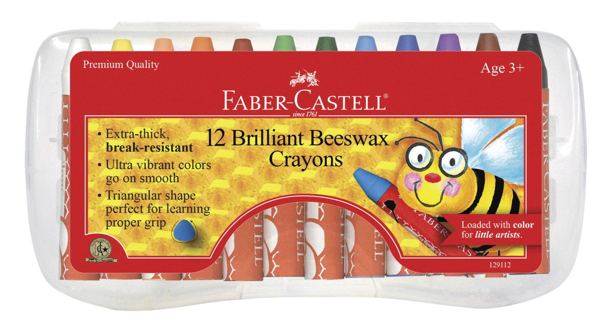 Faber-Castell Jumbo Triangular Beeswax Crayon, Assorted Colors, Pack of 12