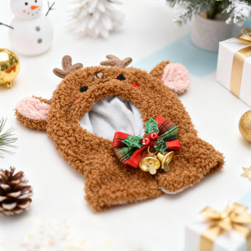 Evowatt Reindeer Cloak Clothes for Labubu Dolls - 17 cm Christmas Cape Outfit with Festive Accessories, Cute Holiday Costume for Labubu Figures (No