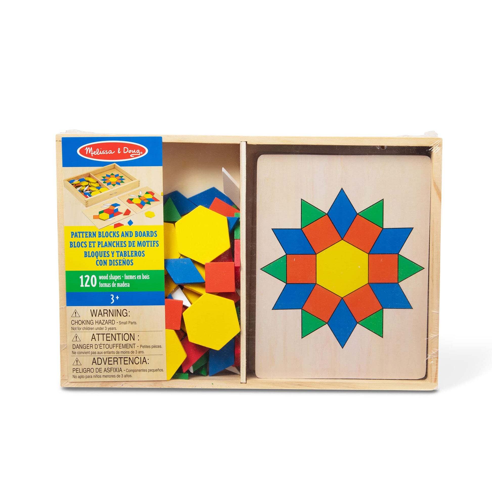 Melissa & Doug Pattern Blocks and Boards: Classic Toy Bundle with 1 Theme Compatible M&D Scratch Fun Mini-Pad (90029)