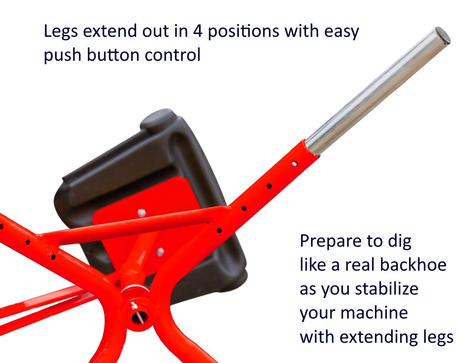 Childrensneeds.com Sand Digger Ride on Toy with Telescoping Adjustable Legs That Raise Seat Height and Stabilize Backhoe (Red)