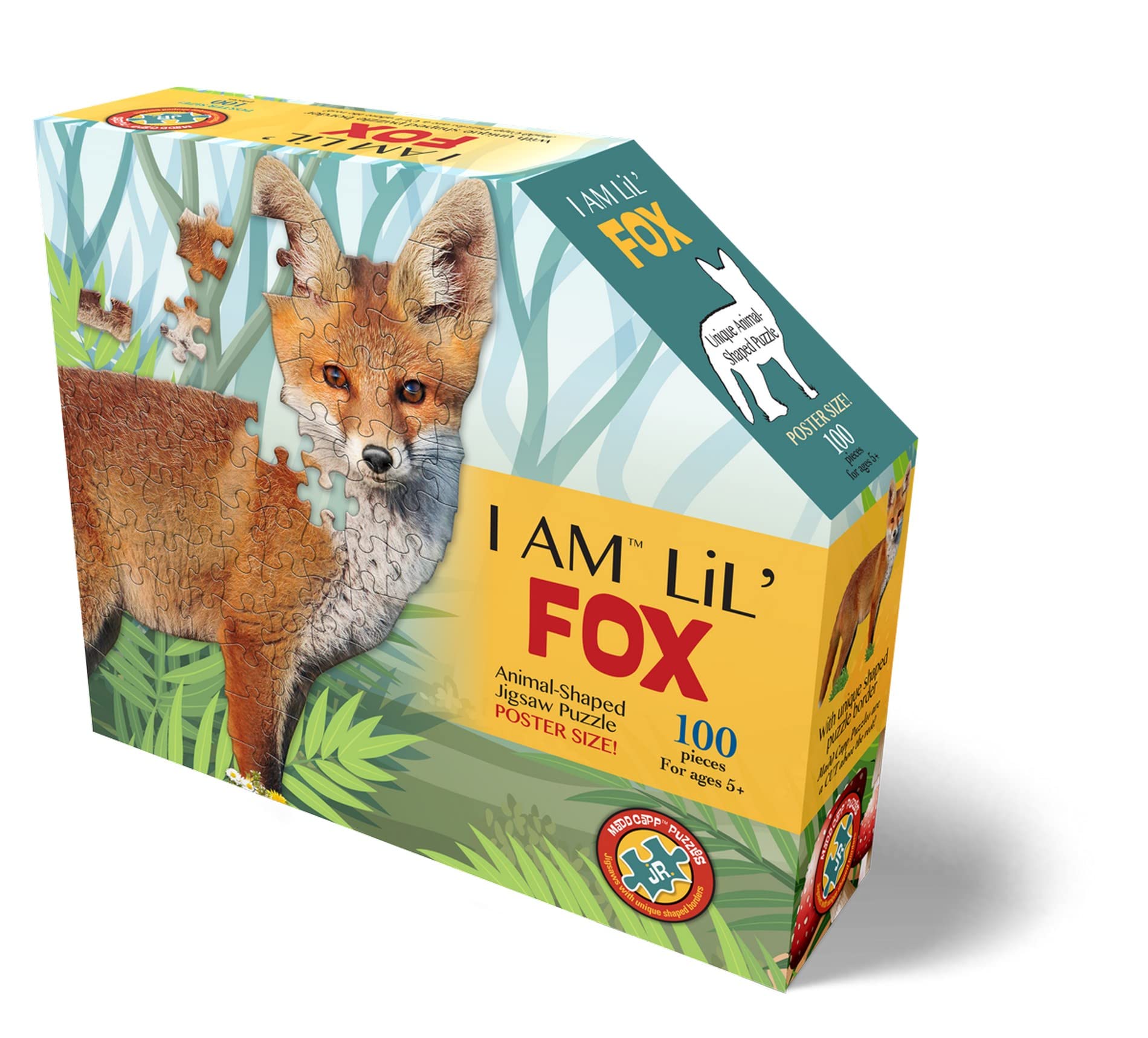 Madd Capp LiL' FOX 100 Piece Jigsaw Puzzle For Ages 5+ - 4001 - Unique Animal-Shaped Border, Poster Size when completed, Puzzle Pieces Are Oversized