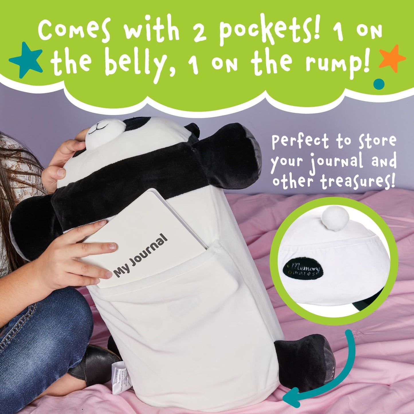 MEMORY MATES Booski the Panda Memory Foam Pillow Plush,15” Stuffed Animal