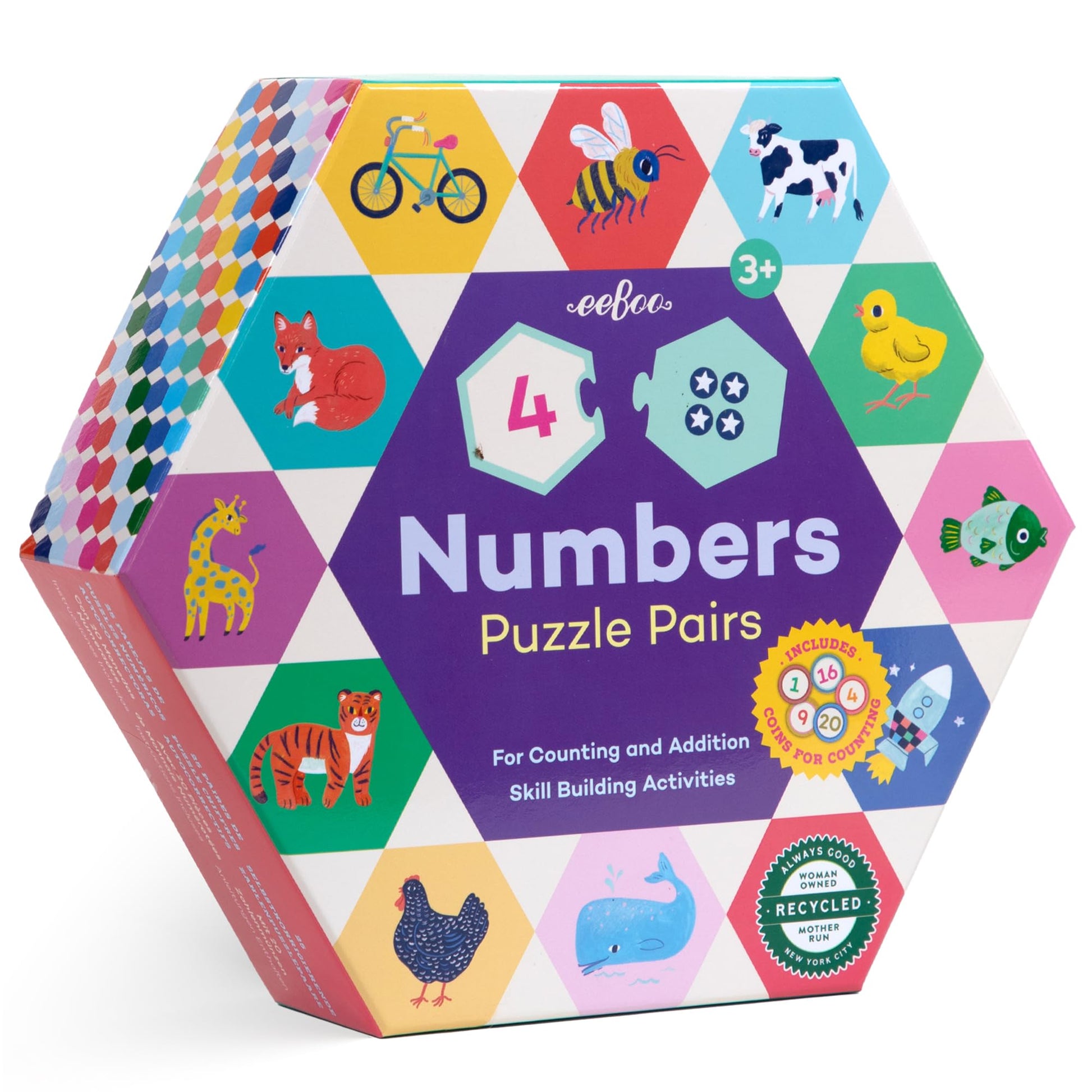 Eeboo Numbers Hexagon Pairs Puzzle, 1 EA