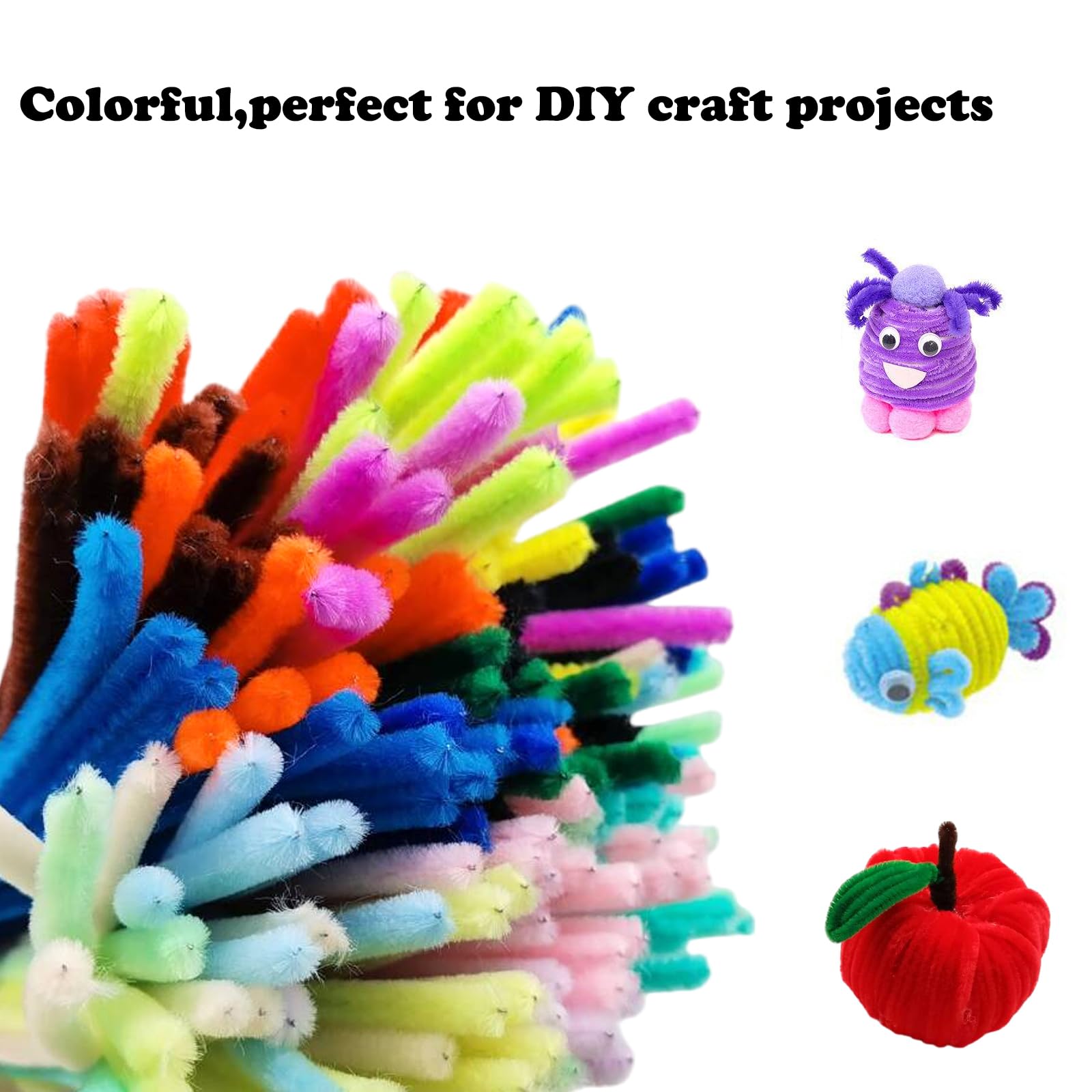 Swpohrat 100 Pieces Moss Green Pipe Cleaner Craft Set,Thick Fuzzy Chenille Stem Pipe Cleaners for DIY Craft Projects and Decorations