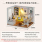 CUTEROOM DIY Doll Room Miniature Furniture Wooden House Kit - Wooden Dolls House Kit with Dust Cover & LED Light and Accessories - QT Series Dollhouse