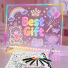 LED Note Board with 7 Colors, 13"x10" Led Drawing Board for Kids, Light Up Dry Erase Boards with 7 Markers, Soft Cloth, Hanging Chain-Gift for Ages