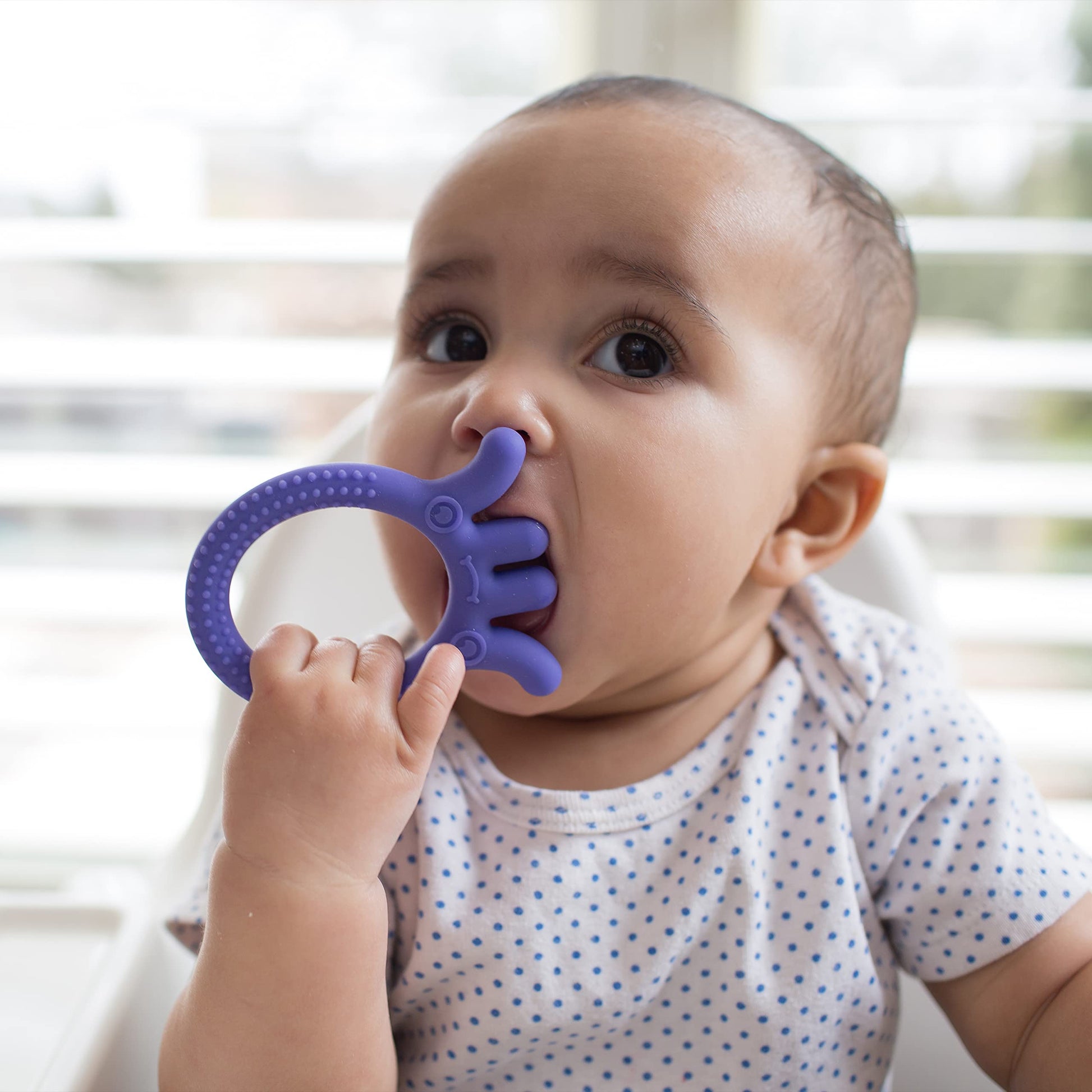 Dr. Brown's Flexees Friends Purple Octopus, Soft 100% Silicone Baby Teether, BPA Free, 3m+