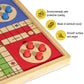 12 Inch Wooden Ludo Board Game & Snakes and Ladders 2-in-1 Reversible Classic Board Game for Kids and Adults, Includes 1 Parcheesi Board, 2 Dice, 1