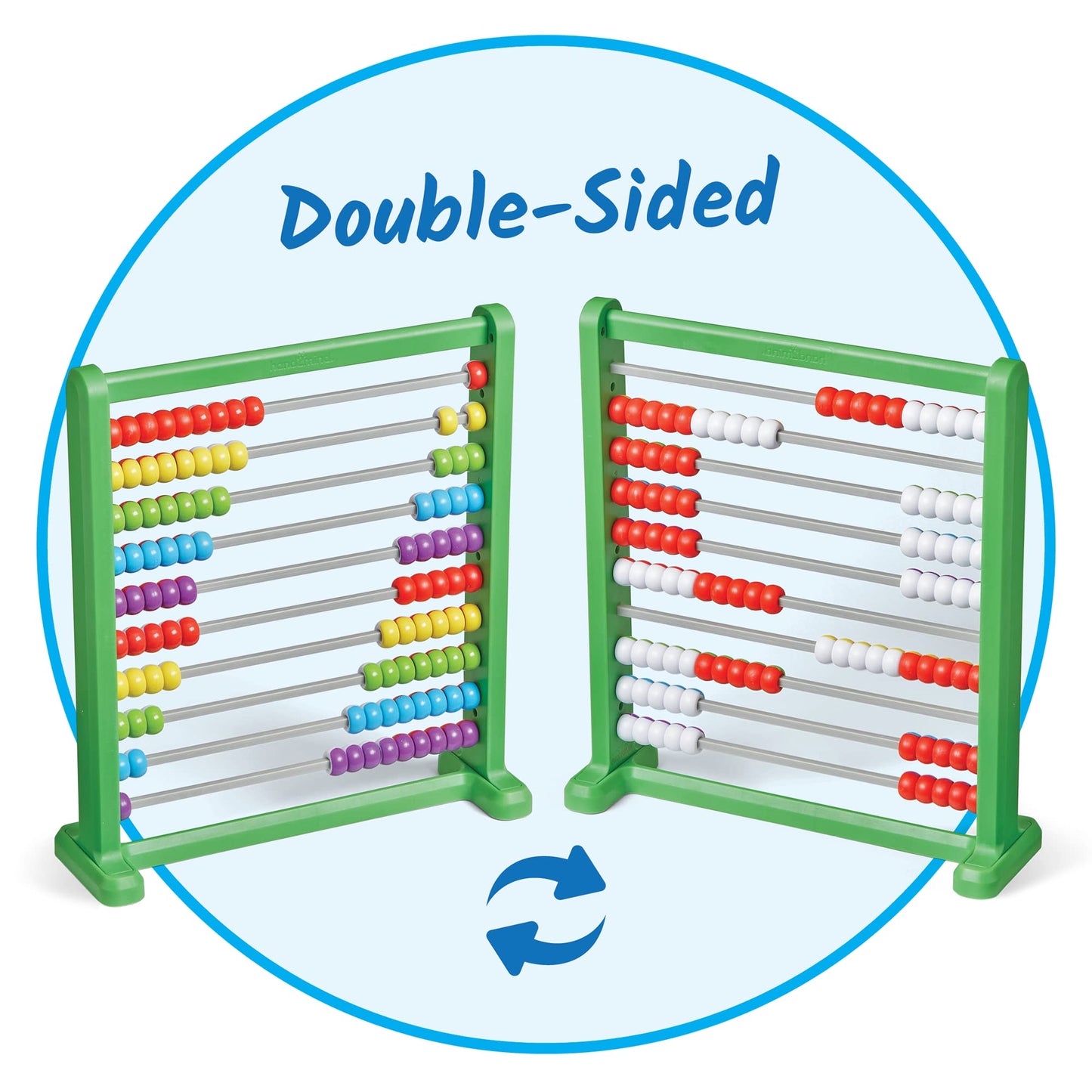 Hand2Mind Double Sided Plastic 100 Bead Abacus, Abacus for Kids Math, Kindergarten Math Manipulatives, Counting Rack, Educational Toys for Elementary