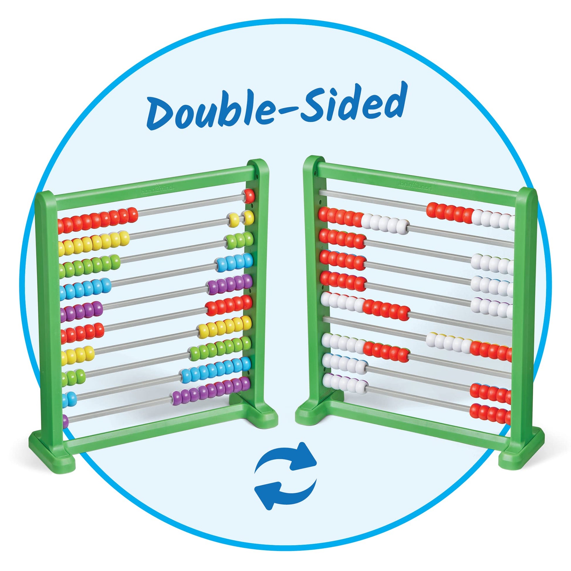 Hand2Mind Double Sided Plastic 100 Bead Abacus, Abacus for Kids Math, Kindergarten Math Manipulatives, Counting Rack, Educational Toys for Elementary