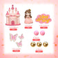 19 PCS Princess Cake Topper Castle Cake Decoration with Butterflies and Balls for Princess Birthday Supplies (Pink)