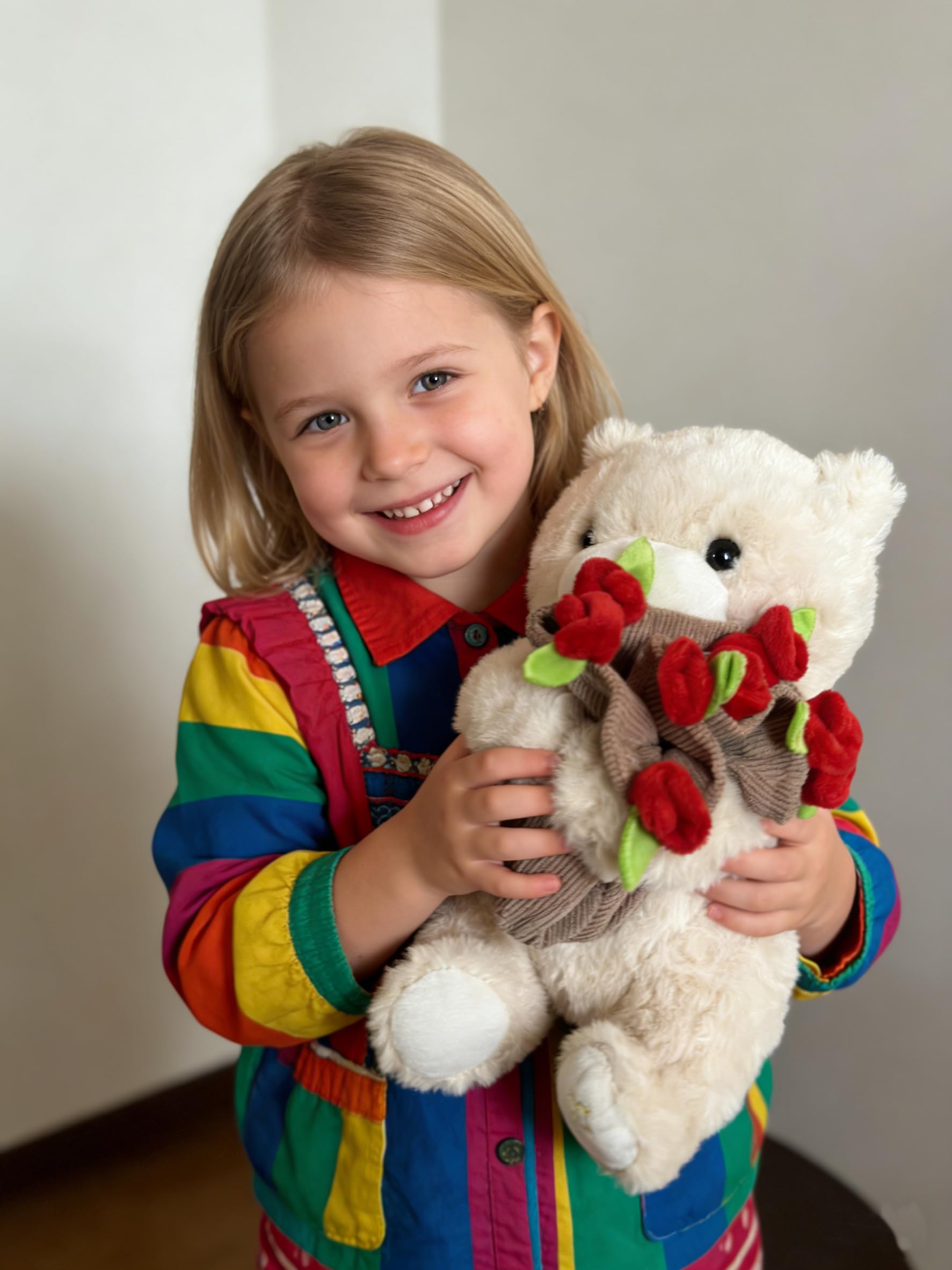 YUKOUQIAN Teddy Bear Stuffed Animal Cute Flower Plush Doll Toy 8 inch for Girls Boys Christmas(Bear hat Flower)