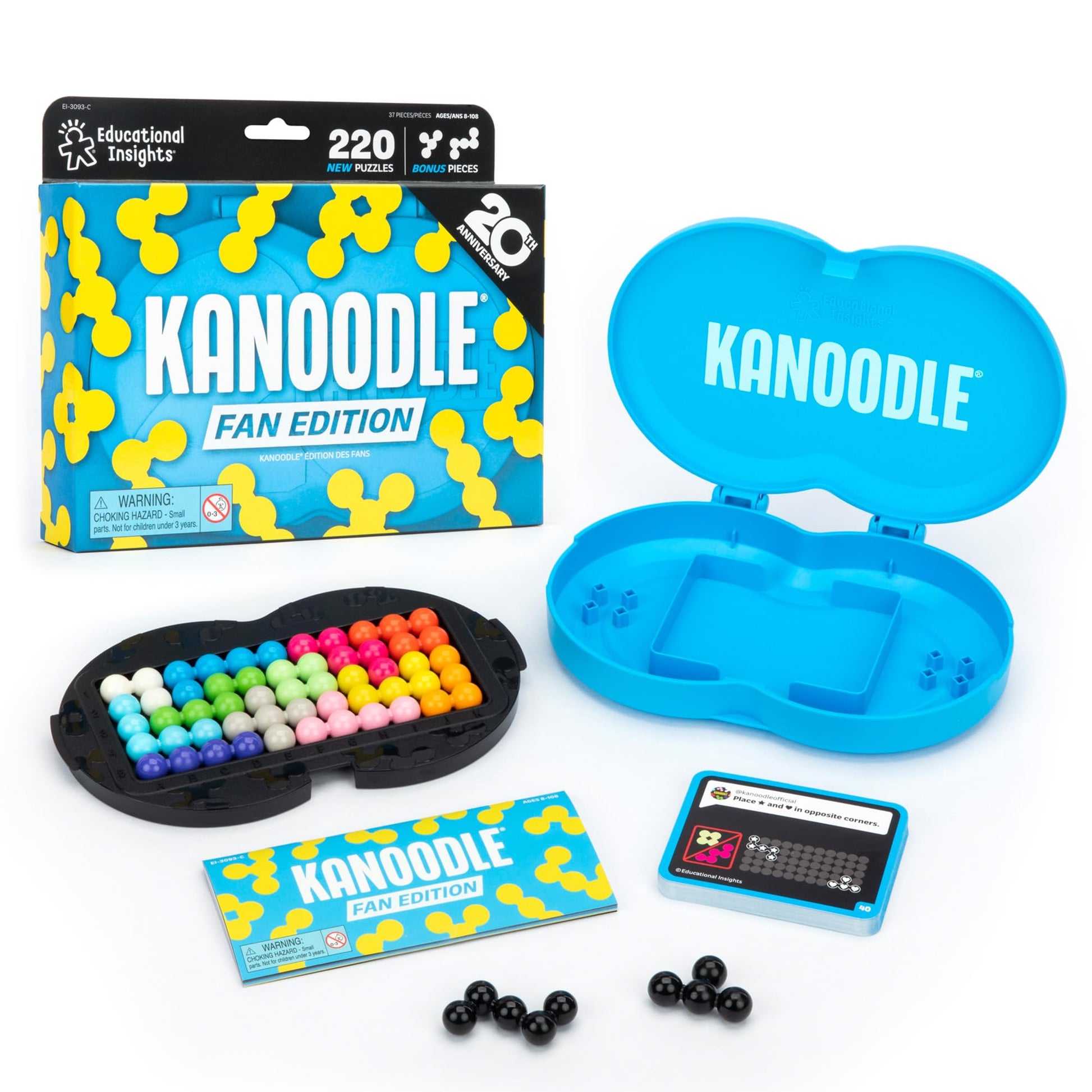 Educational Insights Kanoodle Fan Edition - 20th Anniversary (Cyan) - 3D Puzzles for Kids, Teens, and Adults, Brain Teasers for Kids 8-12, Challenging