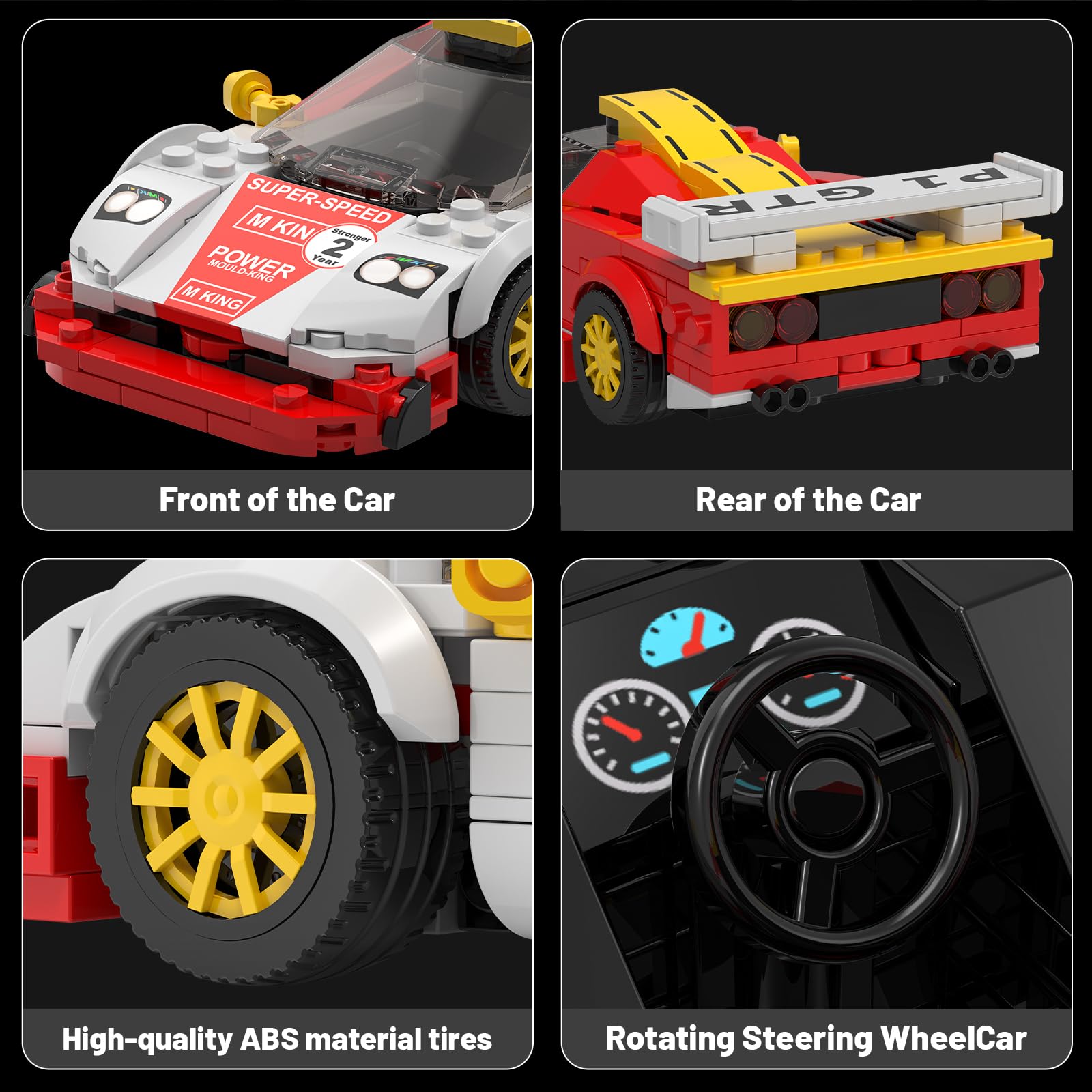 Mould King 27089 GTR Speed Champion Technik Car Building Set & Display Case, MOC Classic Race Cars Birthday Gifts for Adults/Teens, Creative Cool