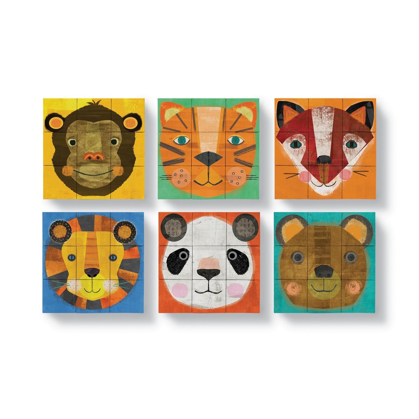 Crocodile Creek 9-Piece Puzzle Blocks - Make-A-Face Mix and Match Block Set Game for Kids Ages 3 and Up - Made of Sturdy Cardboard - Zoo Animals - 9