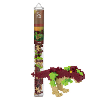 PLUS PLUS T-Rex - 3D Dinosaur Figure Building Block Set Tube, Mini Interlocking Puzzle Pieces - Fun Stem Toys for Kids