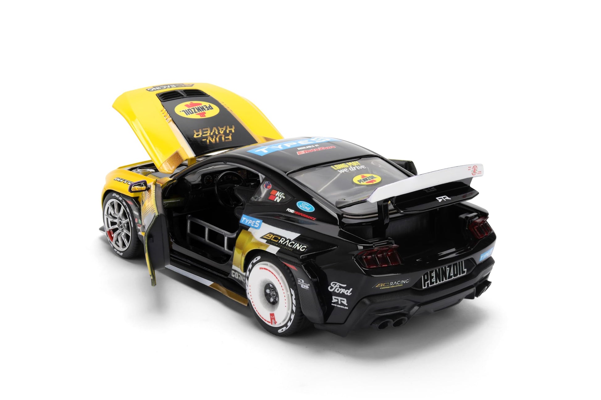 Jada Toys Pennzoil 2023 Ford Mustang RTR Chelsea Denofa Die Cast Car 1 24 Scale Championship Livery Collectible Model