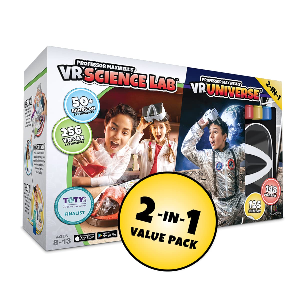 Professor Maxwell's VR Science Lab and VR Universe - Virtual Reality Kids Space Science Book and Interactive STEM Learning Activity Set (2 in 1 Combo