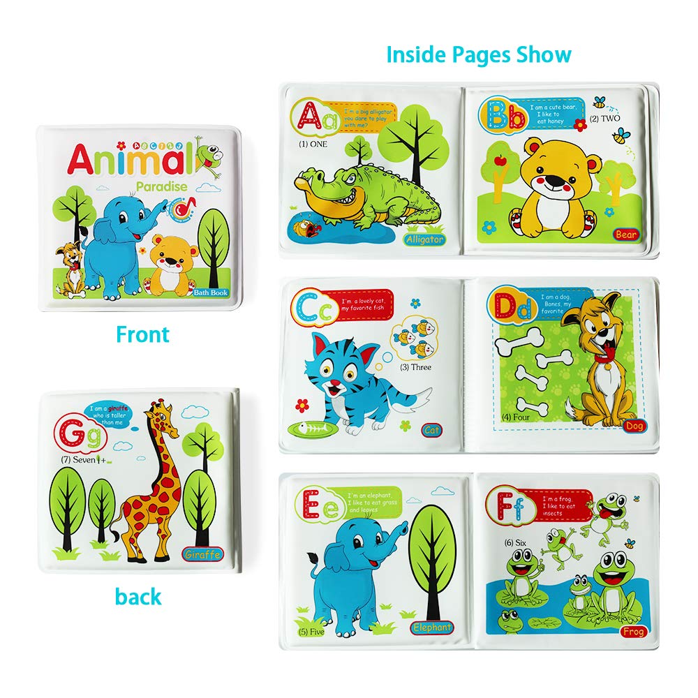 Baby Bath Books-3PCS,Bathtub Toys Floating Waterproof Educational Bath Toy Books for Toddlers-Animal Books,Count Books,Bird Books for Bath time