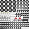 LANMANUO 226PCS Wheels and Axles Sets Car Parts Building Kit with Tires, Windshield, Chassis & Steering Wheel Compatible with Major Brands