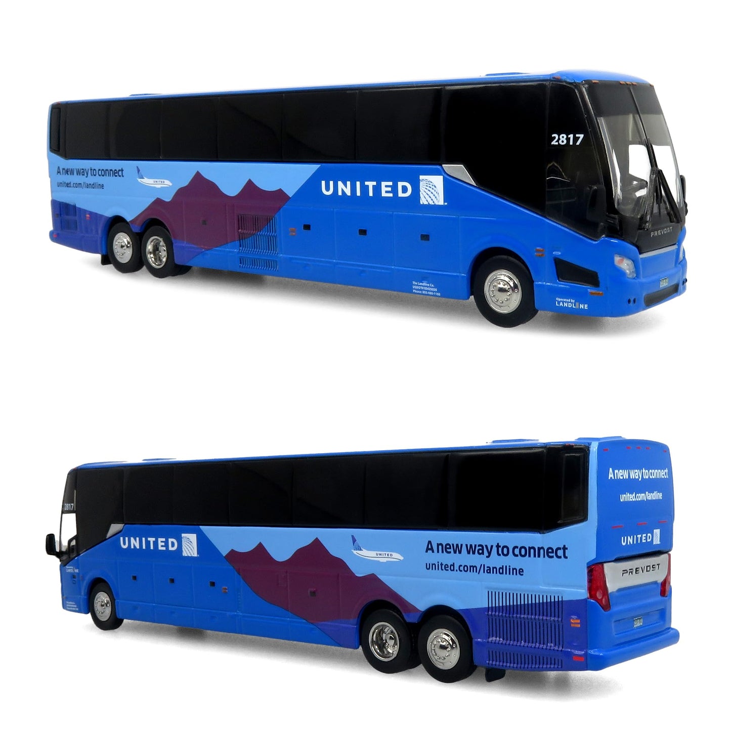 Iconic Replicas 1:87 Prevost H3-45 Coach: Landline/United Airlines - 1:87 Scale (HO)