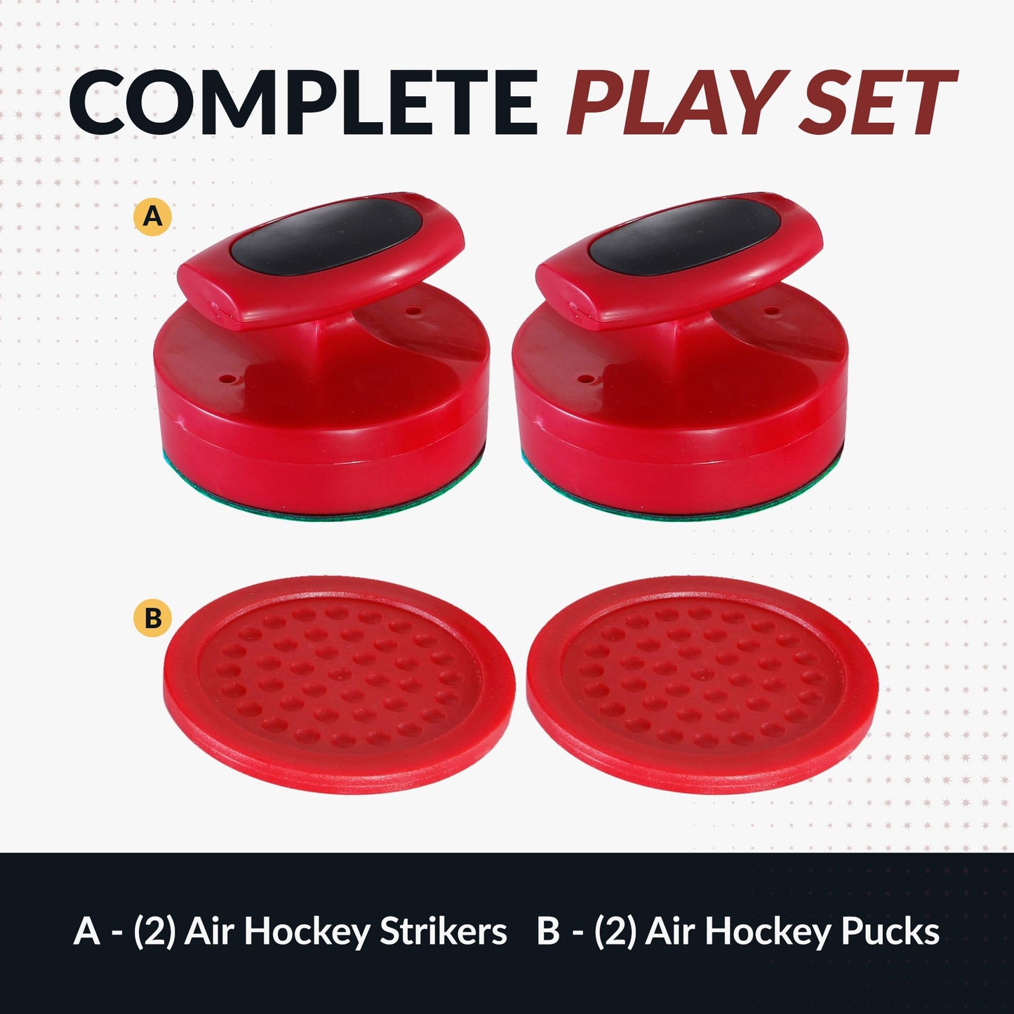 Hathaway Pro-Series Air Hockey Pucks and Strikers Set for Family Game Room - with Ergonomic 4-in Strikers, 3-in ABS Pucks, Felt Bottoms